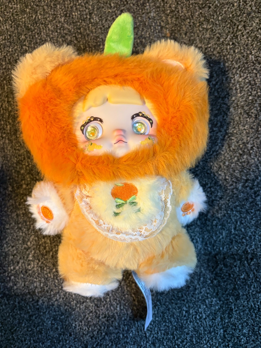 Plush Orange Fruit Doll with Lace Bib - Soft Huggable Toy